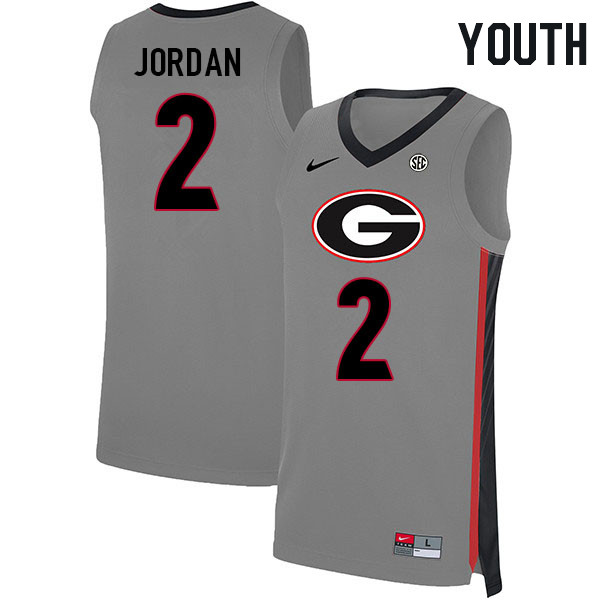 Youth #2 Lamariyon Jordan Georgia Bulldogs College Basketball Jerseys Stitched Sale-Gray - Click Image to Close